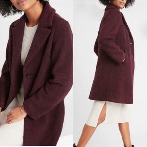 Banana Republic burgundy wool blend midi coat